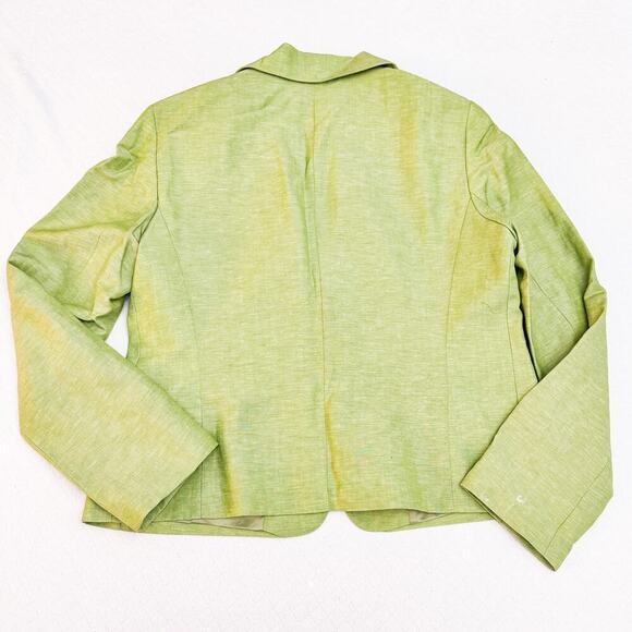 Lafayette 148 Linen Wool Blazer Green Size 12 - Picture 3 of 6
